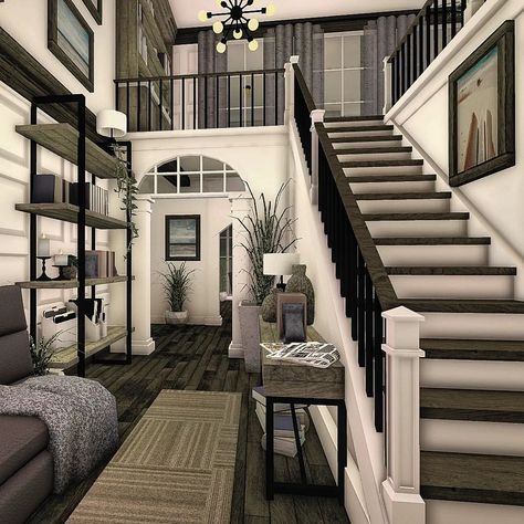 Modern Suburban House, Bloxburg Cottage, Bloxburg Beach House, Cottage Bloxburg, Two Story House Design, Houses Bloxburg, House Decorating Ideas Apartments, Small House Layout, Tiny House Layout