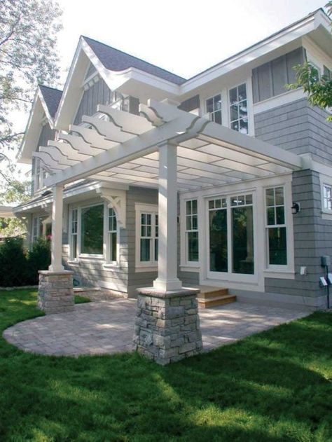 Creative Pergola Designs and DIY Options Porch With Pergola, Porch And Patio, Patio Pergola, Building A Pergola, Viborg, Budget Patio, Backyard Pergola, Pergola With Roof, Patio Roof