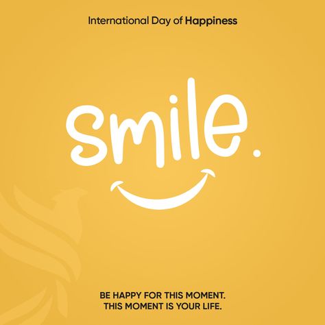 International Day Of Happiness Poster, Happiness Poster, Day Of Happiness, World Smile Day, International Day Of Happiness, International Day, Happiness Is, This Moment, Vimeo Logo