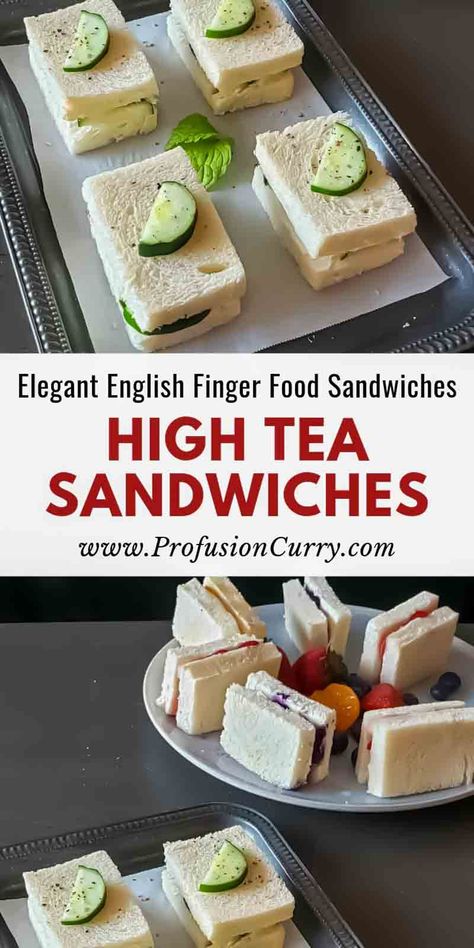 Use these delightful English tea sandwich ideas for a wonderful tea party or soirees. These easy-to-make tea sandwiches are perfect for any occasion. Classic Tea Sandwiches, British Sandwiches, Tea Sandwich Ideas, Easy Tea Sandwiches, Tea Party Finger Foods, Easy Finger Sandwiches, Tea Party Food Ideas, Cold Apps, Nutrient Food