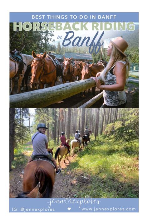 Horseback riding in Banff Glacier National Park Canada, Banff Canada Summer, Banff Horseback Riding, Banff National Park Hikes, Hikes In Banff, Best Time To Visit Banff, Canada Summer, Banff Alberta, Fairmont Banff Springs