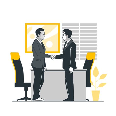 Agreement Illustration, Job Illustration, Businessman Illustration, Office Illustration, Business Images, Business Partnership, Hand Shake, Red Beam, Business Cartoons