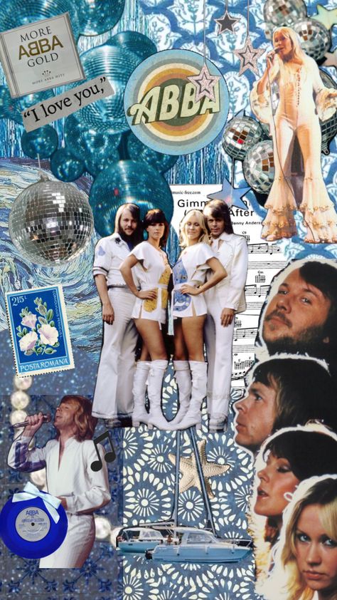 #abba #mammamia #music #blue #fyp #aesthetic Abba Party, Abba Concert, 70’s Aesthetic, Fyp Aesthetic, Birthday Collage, Mama Mia, 17th Birthday, Mum Birthday, Scrapbook Inspiration