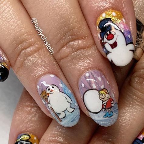 Frosty The Snowman Nails, Movie Nails, Orchid Nails, Snowman Nails, Mushroom Crafts, Frosty The Snowman, Nails Diy, December 19, Frosty The Snowmen