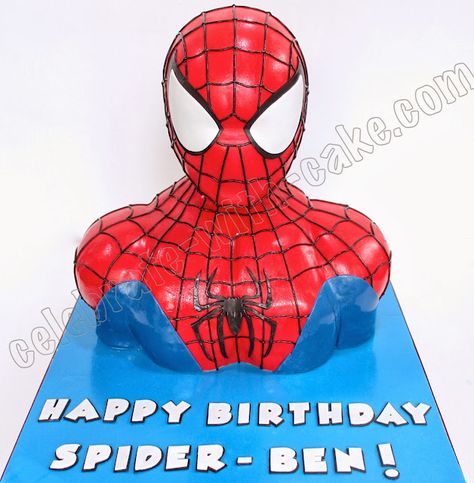 Celebrate with Cake!: 3D sculpted Spiderman Bust Cake Spiderman Pasta, Bust Cake, Pirate Ship Cakes, Spiderman Cake, Birthday Cakes For Men, 3d Cake, Downloadable Templates, Spiderman Birthday, Cakes For Boys