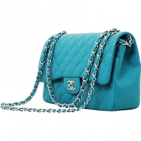 Turquoise Leather Handbag Timeless CHANEL ($4,080) ❤ liked on Polyvore featuring bags, handbags, chanel, bolsas, sac, leather purse, chanel handbags, blue leather handbag, handbags purses and genuine leather purse Turquoise Purse, Purse Chanel, Small Hand Bags, Mulberry Handbags, Handbag Hanger, Tapestry Handbags, Handbags Blue, Handbags Chanel, Woven Handbags