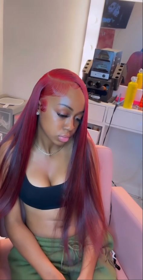 Red Quick Weave Bob, Red Hair Side Part, Red Side Part Bob, Red Hair Sew In, Red Hairstyles For Black Women, Red Weave Hairstyles, Red Hairstyles, Girly Hairstyles, Weave Ponytail