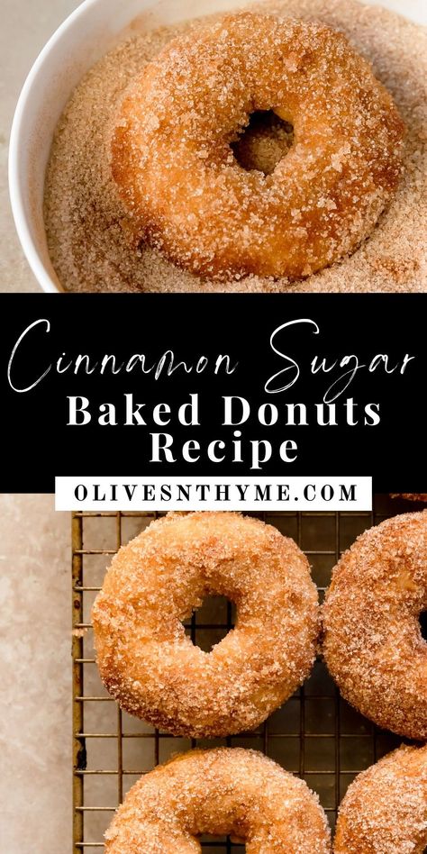 These cinnamon sugar donuts are the perfect baked donut for all your fall and winter mornings. They are soft, fluffy and warm cinnamon donuts, dipped in melted butter and rolled in a homemade cinnamon sugar mixture. Sugar Donuts Recipe, Sugar Free Donuts, Baked Items, Baked Donut, Easy Donut Recipe, Donut Pan, Chocolate Covered Katie, Homemade Donuts Recipe, Easy Donuts