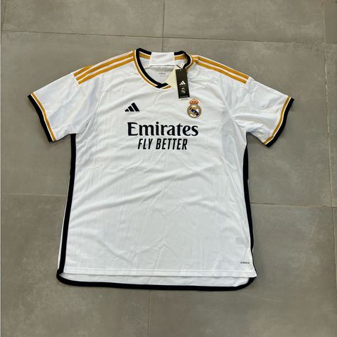 Real Madrid Home Jersey Brand New Size Xxl Great Price Great Value Fast Shipping Make Your Offer Ronaldo Cristiano Jersey, Real Madrid Tshirts, Real Madrid Clothes, Real Madrid T Shirt, Clothes Moodboard, Real Madrid Adidas, Modric Real Madrid, Real Madrid Jersey, Jersey Real Madrid