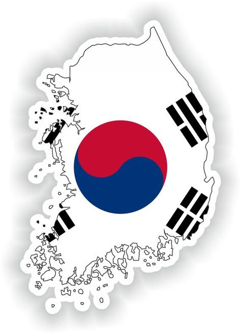 South Korea Map, Korea Logo, Flag Silhouette, Korea Map, South Korea Flag, Korean Flag, Car Fridge, Sticker For Laptop, Flag Sticker