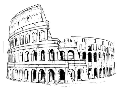 How To Draw The Colosseum by KingTutorial | dragoart.com Roman Drawings, Croquis Architecture, Rome Art, Architecture Drawing Sketchbooks, Building Sketch, Building Drawing, Architecture Sketchbook, Roman Architecture, Architecture Concept Drawings