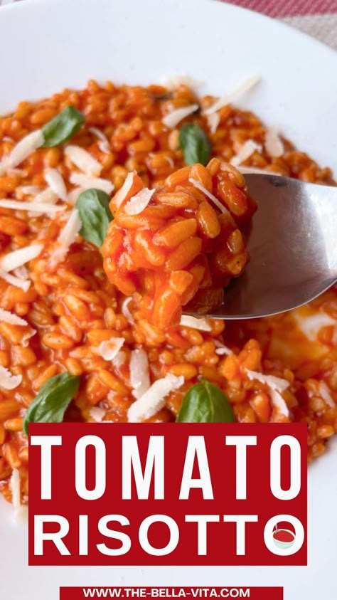 Instant Pot Tomato Risotto, Tomato Risoni Recipes, Red Sauce Risotto, Roasted Tomato Risotto, Vegetable Risotto Recipes Easy, Tomato Risotto Recipes Easy, Tomato Soup Risotto, Red Wine Risotto Recipes, Tomato Basil Risotto