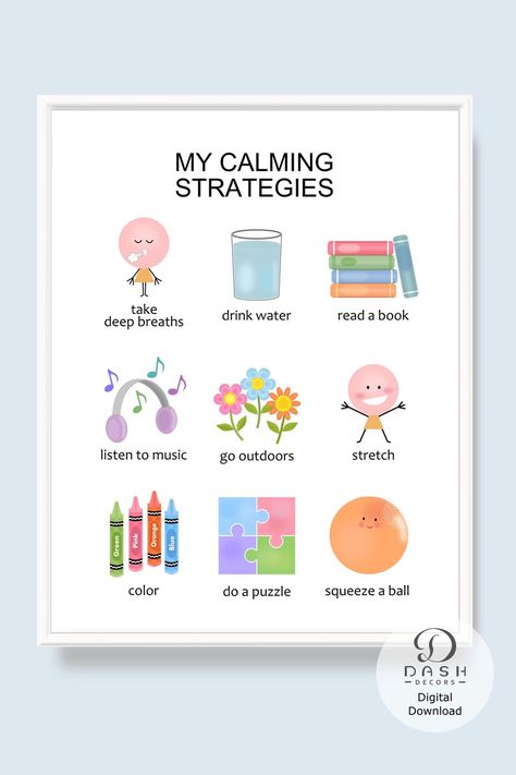 My Calming Strategies, Emotions Poster For Kids, Feelings Corner For Kids, Kids Feelings Chart, Toddler Emotion Chart, Toddler Educational Posters, Educational Printables For Kids, Toddler Learning Posters, Calming Strategies For Kids Printable