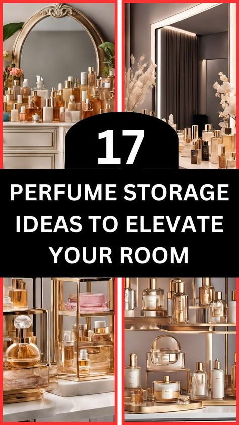 Chic Perfume Storage Ideas for a Stylish Vanity Setup Ikea Perfume Storage, Perfume Display Ideas, Perfume Storage Ideas, Chic Perfume, Vanity Setup, Perfume Stand, Cake Stand Decor, Perfume Storage, Perfume Display