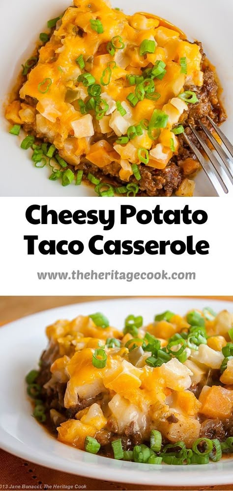 Potatoe Taco Casserole, Potato Taco Casserole Ground Beef, Taco Potatoes Casserole Oven, Taco Meat And Potatoes Recipes, Hamburger Meat And Potatoes Recipes Mexican, Cheesy Taco Potato Skillet, Burger And Potatoes, Cheesy Mexican Potatoes, Taco Meat And Potatoes