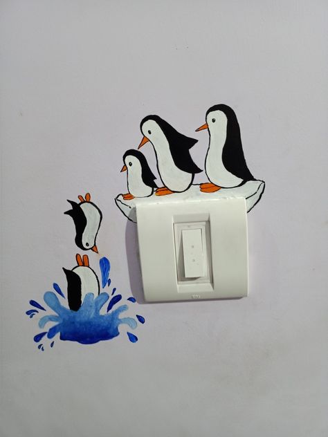 This is the penguin wall art that I have done. Please like and comment on how this is. Switchboard Art, Switch Board Art, Penguin Wall Art, Switch Board, Wal Art, Wedding Jewelry Sets Bridal Jewellery, Board Art, The Penguin, Like And Comment