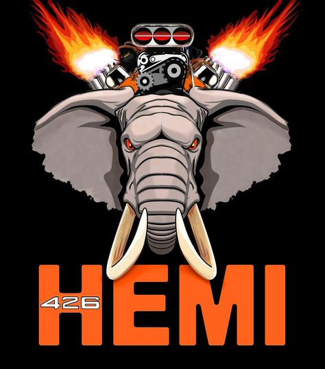 426 Hemi elephant Logo "The 426 Hemi was a massive engine. Hence the term elephant." Old Muscle Cars, Dodge Muscle Cars, Mopar Cars, Mopar Muscle Cars, Elephant Logo, Garage Art, Mopar Muscle, Triumph Motorcycles, Us Cars