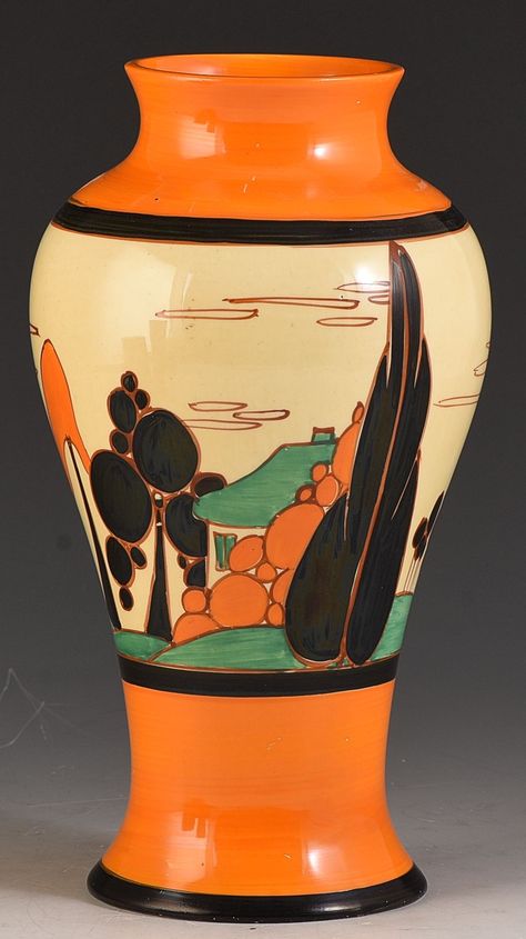 Trees House, Art Deco Artists, Orange Trees, Art Deco Vases, Vase Lamp, Clarice Cliff, Orange Tree, Art Deco Period, Ceramic Artists