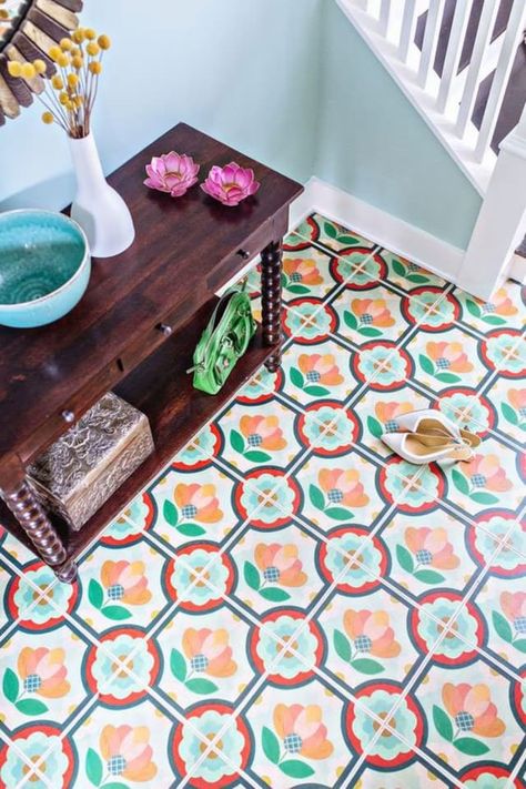 Take Another Look: Vinyl & Linoleum Tiles Can Actually Look Good (Really!) Easy Flooring, Mirth Studio, Budget Kitchen Makeover, Turkish Tiles, Linoleum Flooring, Floor Decal, Hardwood Tile, Solid Hardwood Floors, Adhesive Tiles