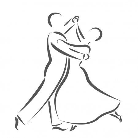 Tango Pose Reference, Two People Dancing Drawing Reference, Dancing Drawing Reference, Dance Tattoos, Dancing Reference, Two People Dancing, Dancing Couple Silhouette, Dancing Illustration, Dancing Drawing