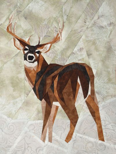 Whitetail buck quilting pattern | Silver Linings Originals: http://silverliningsoriginals.com/ Deer Quilt Ideas, Paper Piece Quilt Patterns, Elk Quilt, Deer Quilt, Wildlife Quilts, Quilting Digest, Paper Pieced Quilt Patterns, Silver Linings, Paper Pieced Quilt