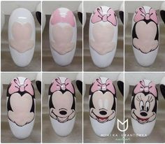 Cartoon Nail Designs, Mickey Mouse Nails, Minnie Mouse Nails, Mickey Nails, Disney Nail, Nagellack Trends, Nail Drawing, Nail Art Disney, Nail Art Designs Videos