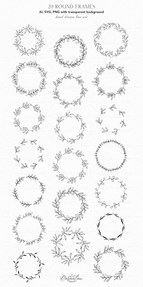 Vine Circle Drawing, Floral Wreath Line Drawing, Calligraphy Wreath, Floral Wreath Drawing, Circle Pattern Design, Line Art Floral, Vine Drawing, Png Wedding, Line Art Flowers