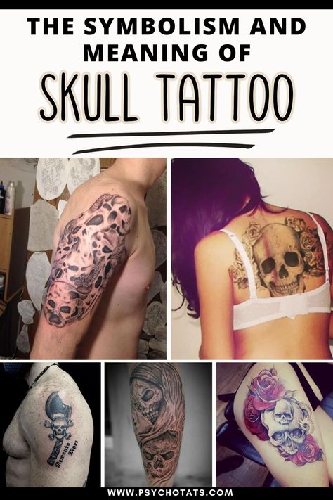 The Symbolism And Meaning Of Skull Tattoos Family Skull Tattoo, Tattoo Ideas Female Skull, Feminine Skull Tattoos For Women, Skull Tattoos For Women, Skull And Flower Tattoo, Skull Tattoo Meaning, Pretty Skull Tattoos, Tats With Meaning, Floral Skull Tattoos