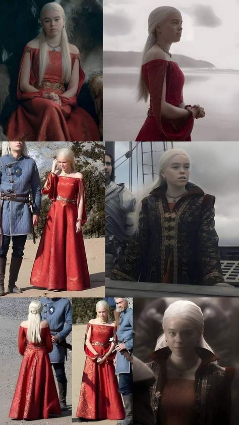 Daenerys Targaryen Red Dress, Rhaenyra Red Dress, Rhaenyra Targaryen Red Dress, Rhaenyra Targaryen Fashion, House Targaryen Outfit, Targaryen Outfit Aesthetic, House Of Dragons Costume, Danerys Targarian Outfit, Rhaenyra Targaryen Cosplay