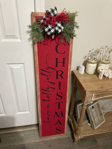 4 foot Christmas porch leaner Have a holly jolly Christmas All painted no vinyl Tall Christmas Signs Wood, Christmas Sign Outdoor, Christmas Plank Signs, Tall Christmas Porch Signs, Christmas Leaning Boards, Wood Christmas Signs For Porch, Interchangeable Porch Leaner, Holiday Porch Leaner, Porch Leaner Sign Diy Christmas