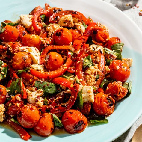 Tomato Salad Recipe, Cooks Country, Cooks Country Recipes, Cherry Tomato Salad, Mozzarella Salad, Country Recipes, Roasted Cherry, America's Test Kitchen Recipes, Kitchen Recipe