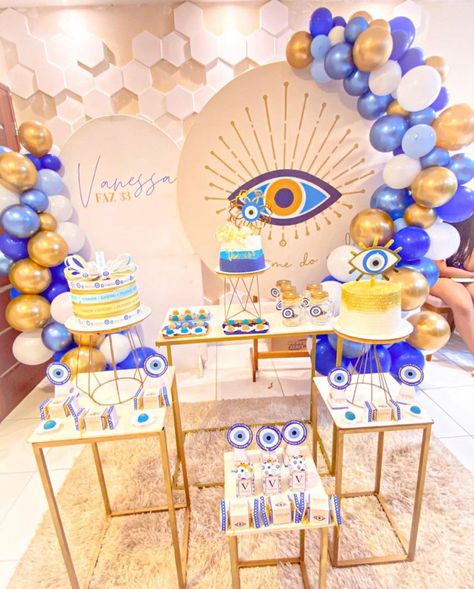 Evil Eye Birthday Party Decorations, Evil Eye Balloon Garland, Evil Eye Theme Party Decor, Evil Eye Theme Decor, Evil Eye Birthday Decoration, Evil Eye Theme Party, Evil Eye Cake Ideas, Evil Eye Birthday Party, Evil Eye Party