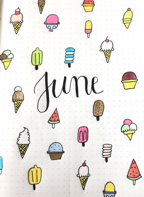 June Doodles, August Drawings, Month Doodles, Agenda Ideas, Bullet Journal Cover Ideas, Cover Ideas, Journal Cover, Diy Planner, Journaling Ideas