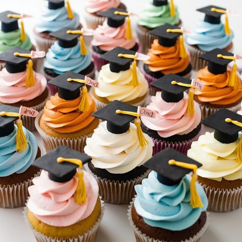 Graduation Cupcakes Ideas That Will Make You the Toast of the Party Graduation Cupcakes 2024, Event Cupcakes, Graduation Cupcake Cake, Farewell Cake, Graduation Desserts, Matric Farewell, How To Cook Lamb, Custom Cupcake Toppers, Cupcakes Ideas