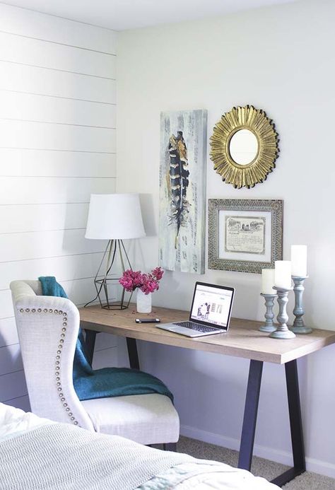 25 Fabulous ideas for a home office in the bedroom Bedroom And Office Combo Ideas, Bedroom Office Combo, Office Remodel, Office Designs, Office Guest Room, Guest Room Office, Bedroom Desk, Home Office Bedroom, Small Home Office