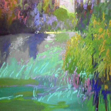 size: 12x12in Art Print: Flowing Through by Jane Schmidt : Jane Schmidt, Contemporary Impressionism, Contemporary Landscape Painting, Pastel Landscape, Dry Pastel, Abstract Landscapes, Ipad Art, Inspirational Artwork, Pastel Painting