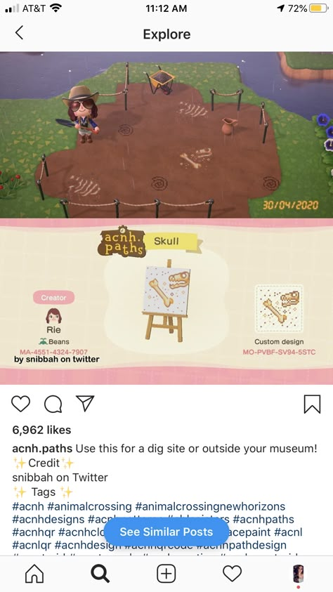 Acnh Museum Floor Design, Dig Site Animal Crossing, Acnh Dig Site Ideas, Dirt Animal Crossing Code, Acnh Donation Box Design, Acnh Excavation Site, Dig Site Acnh, Animal Crossing Dig Site, Acnh Museum Exterior Fossil