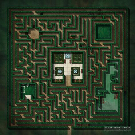 Maze Ideas, Hedge Maze, Underground Dungeon, Map Layout, Maze Design, Dnd World Map, Tabletop Rpg Maps, Maze Game, Minecraft Construction