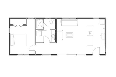 cabin floor plan Studio Remodel, Mini House Plans, Retreat Cabin, Smallest House, Shop Apartment, Mini Homes, Amsterdam Apartment, Simplified Living, Barn Apartment