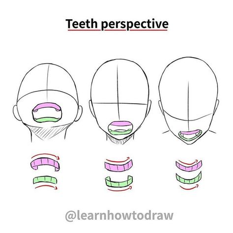 🎨 Daily art tips - 10k+ on Instagram: “How to draw teeth in perspective . Follow @drawing.collection for more . Follow ➡️ @jlascanoart for the best digital art! . .  #arthelp…” Teeth Drawing, Mouth Drawing, 얼굴 그리기, Human Anatomy Art, Art Tools Drawing, Drawing Expressions, Figure Drawing Reference, Guided Drawing, Learn How To Draw