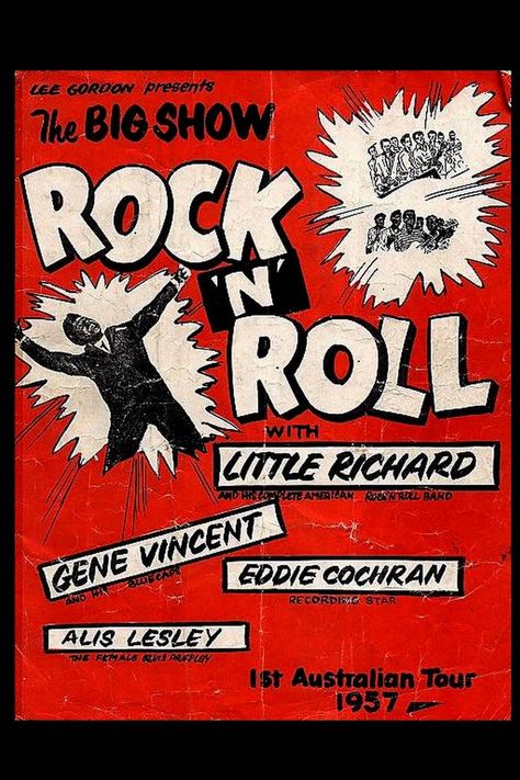 Gene Vincent, Eddie Cochran, Little Richard, Poster Rock, Vintage Concert Posters, Rock Vintage, Musica Rock, Blue Hawaii, Rock N Roll Music