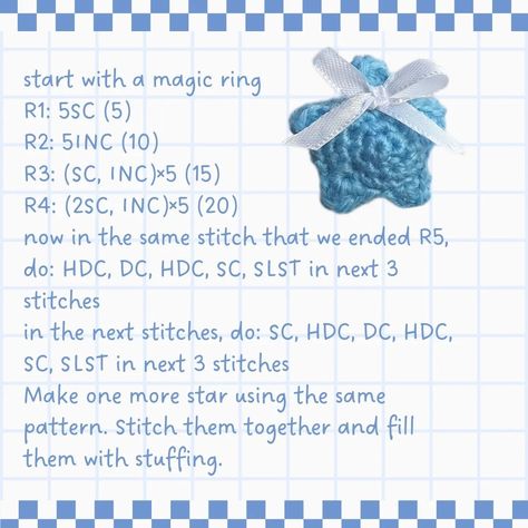 Star Chain Crochet, Crochet Star Chart, Crochet Star Charm Pattern, Crochet Puffy Star Pattern, Puff Star Crochet Pattern, Star Keychain Crochet Pattern, Crochet Star Charm, Crochet Star Keychain Free Pattern, Small Star Crochet