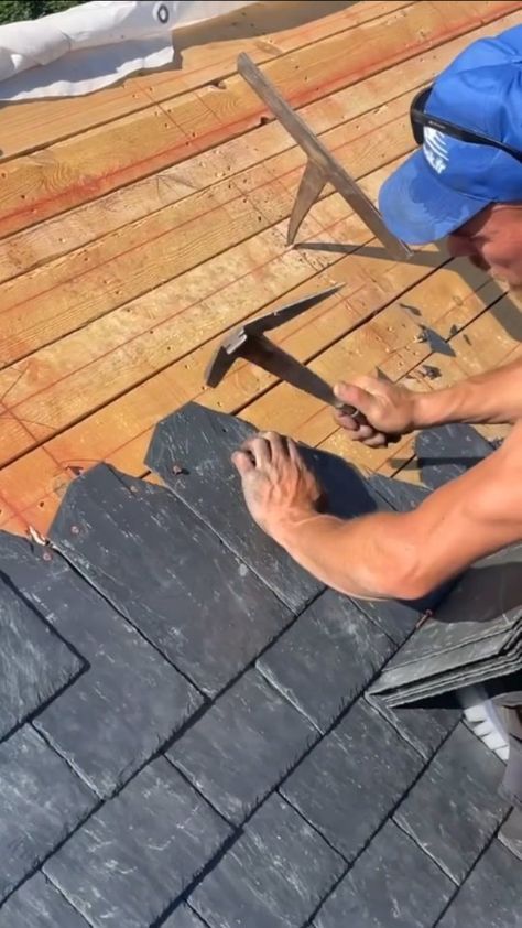 roofershelper on Instagram: Slate roof work from @tostaincouverture ▪️ ▪️ ▪️ ▪️ ▪️ #roofershelper #roof #roofer #roofing #roofrepair #reroof #roofinglife #contractor… Slate Roof House, Stone Roof, Grade Of Concrete, Slate Roof Tiles, Lodge Ideas, Roof Cladding, Construction House, Roof Work, Residential Roofing