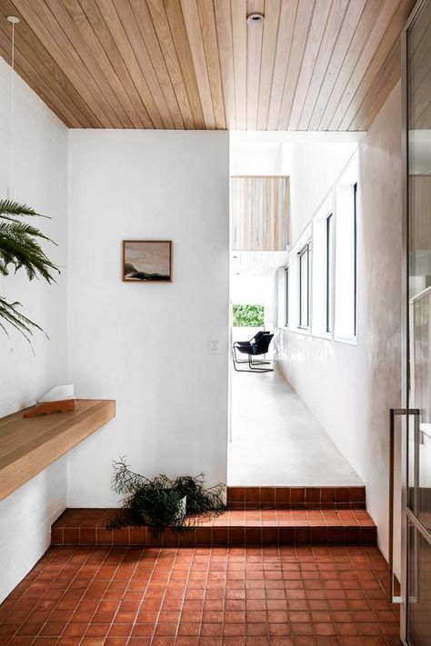 A Max May-designed masterpiece reimagined for the modern day | Belle Entry Tile, 70s House, The Local Project, Concrete House, Mansions Homes, Australian Homes, Entry Way, House Extensions, Mid Century House