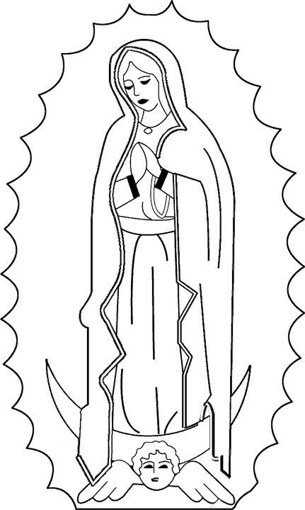 Download or print this amazing coloring page: la virgen de guadalupe Virgin Of Guadalupe, Religious Crafts, Bible Coloring Pages, Catholic Images, Faith Formation, Catholic Kids, Bible Coloring, The Virgin Mary, Lady Of Guadalupe