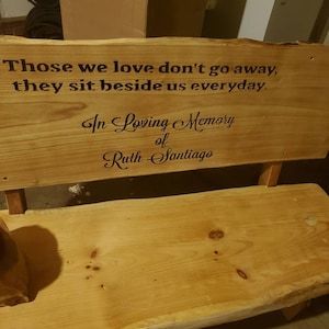 Memory Bench Ideas, Memorial Bench Ideas, Diy Memorial Bench Outdoor, Memorial Benches Outdoor, Cowhide Rug Living Room, Wedding Bench, Tree Memorial Plaque, Memorial Benches Bed Bath & Beyond, Memorial Benches