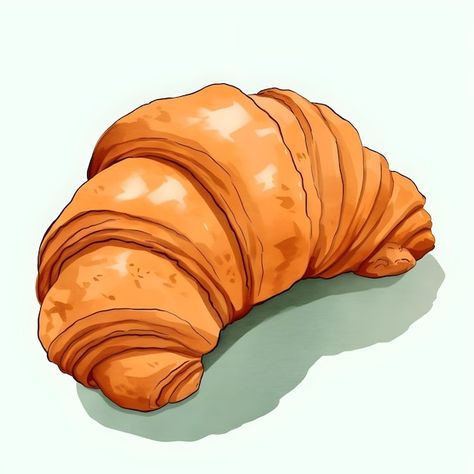 Photo croissant watercolor illustration ... | Premium Photo #Freepik #photo Croissant Drawing Sketch, Croissant Drawing, Croissants Illustration, Croissant Png, Croissant Watercolor, Watercolour Croissant, Croissant Illustration, Croissant Art, Watercolor Tags