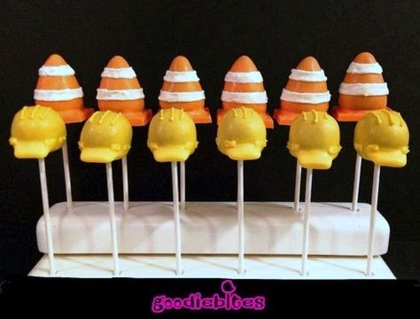 Construction Cone Cake Pops Cone Cake Pops, Boy's Day, 50 Cake, Cone Cake, Tractor Cake, Construction Theme Birthday Party, Cake Pop Maker, Construction Cake, Monday Funday