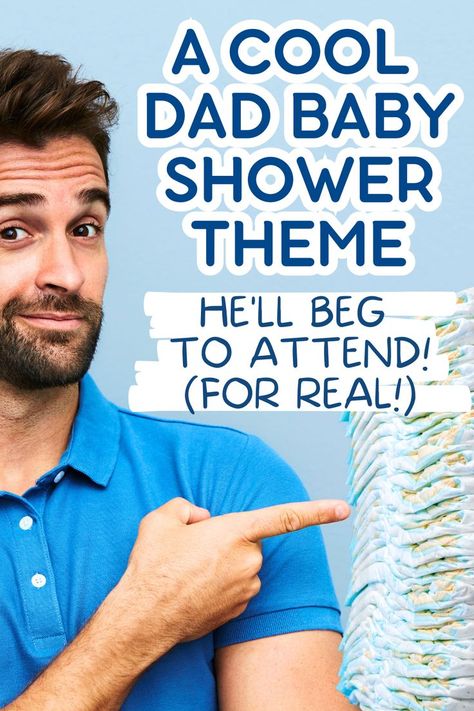 Need a dad baby shower idea or creative co-ed shower idea / fun couple's baby shower? This unique father party idea will have him BEGGING to go to baby showers! (Seriously!) Check out this funny baby shower theme that dads LOVE! Great alternative to a traditional baby shower and funny baby shower ideas for dads to be! #babyshowers #dadshower #dudeparty #newfather #showerideas #newparents #dadparty #diaperparty #fathershowers Bro Shower Ideas, Baby Shower Ideas For Dad To Be, Daddy Shower Ideas New Dads, Guys Baby Shower Ideas, Baby Shower For Men New Dads, Men’s Baby Shower Ideas, Baby Shower For Coworker, Male Baby Shower Ideas, Daddy Shower Ideas