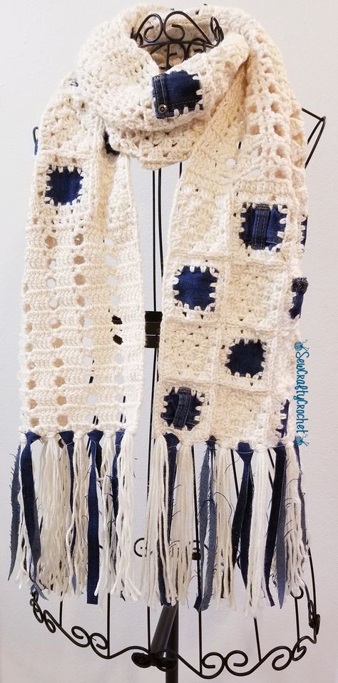 Denim And Crochet, Crochet Scarf Pattern Free Easy, Simple Scarf Crochet Pattern, Crochet Blanket Stitch Pattern, Pinterest Challenge, Crochet Neck Warmer, Crocheted Scarf, Scarf Patterns, Crochet Scarf Pattern Free